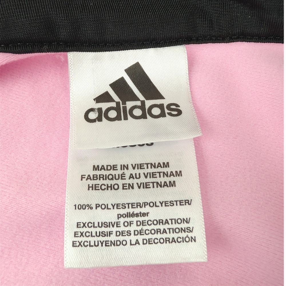 Adidas Kids Pink Black Full Zip Track Jacket 24M Three Stripe Sporty Jacket - Picture 7 of 14